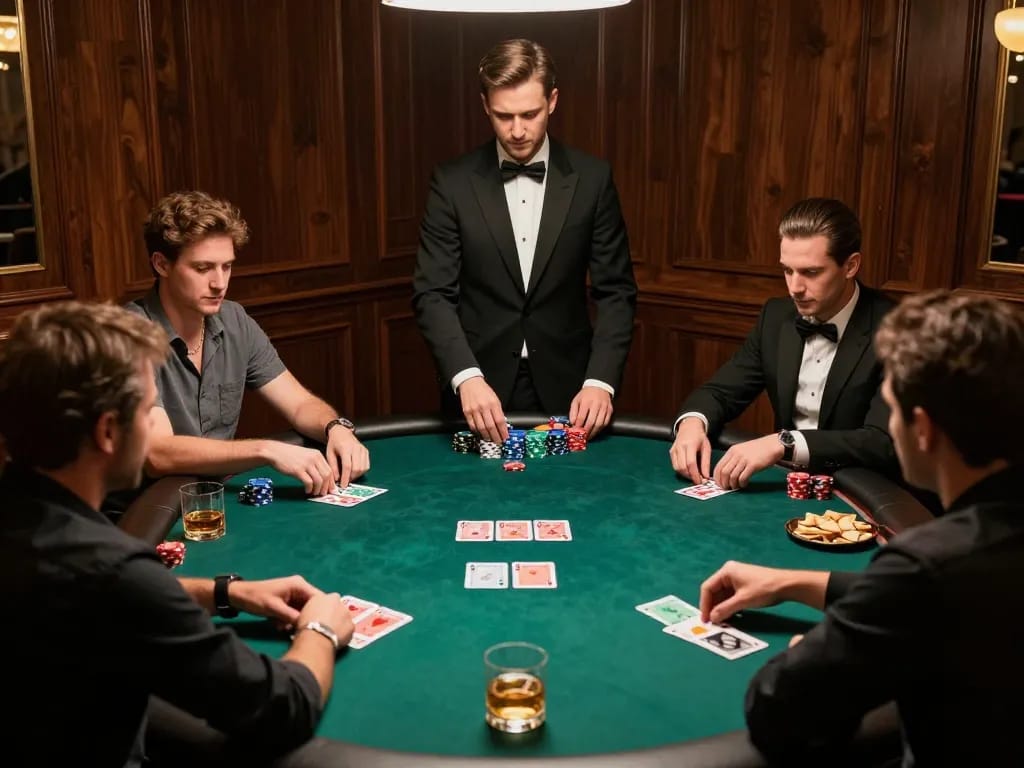 88aa players engaged in high-stakes poker game at luxury casino table