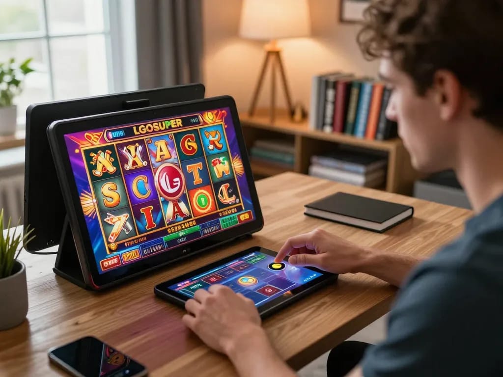 Player enjoying an exciting slot game at LGOSUPER, enhancing their online casino experience.