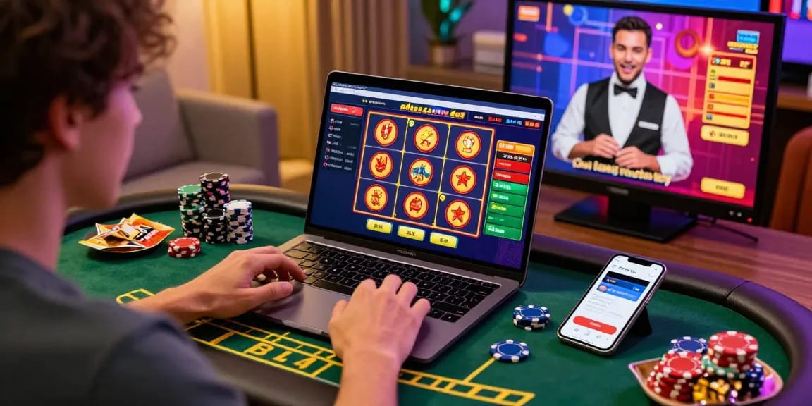 Player enjoying engaging experiences on credit card casino sites with vibrant games and payment options visible.