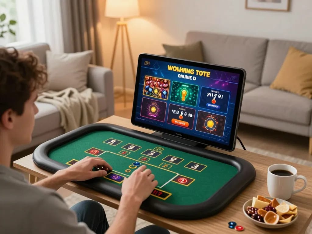 Player enjoying an engaging live dealer game on a tablet in a cozy space, reflecting 789win's online gambling vibe.