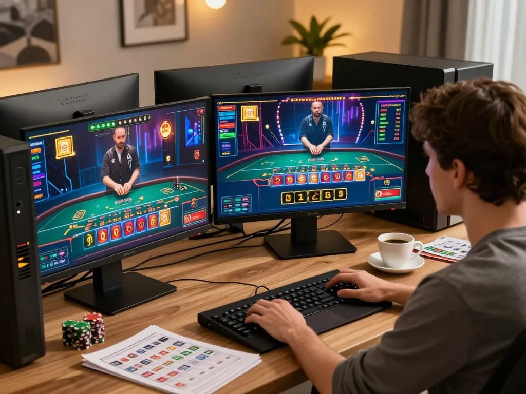 Experience thrilling online blackjack gameplay with mb66 on multiple screens during an engaging home session.