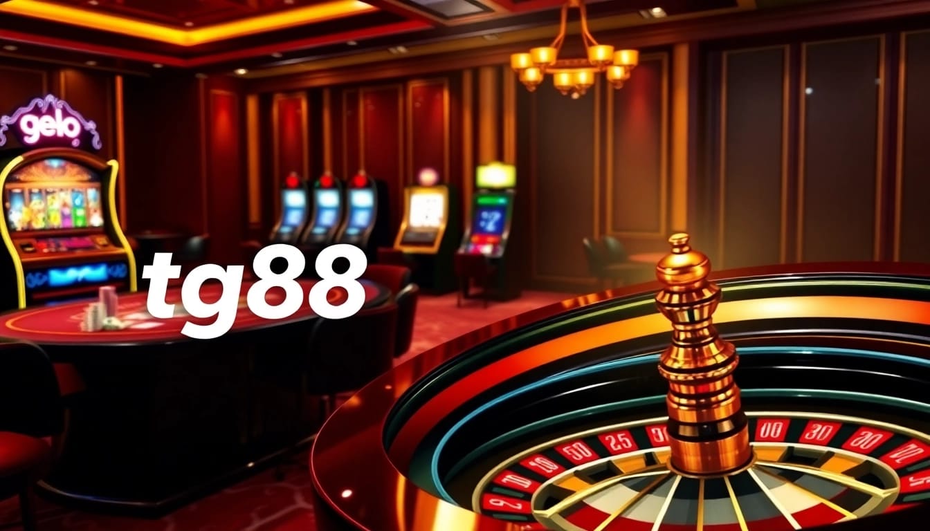 Engaging tg88 online casino scene showcasing vibrant games and luxurious atmosphere.