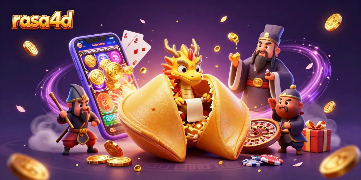 Menggenggam peluang menang dengan rasa4d, petikan jackpot terlihat dikelilingi simbol beruntung di kasino virtual.