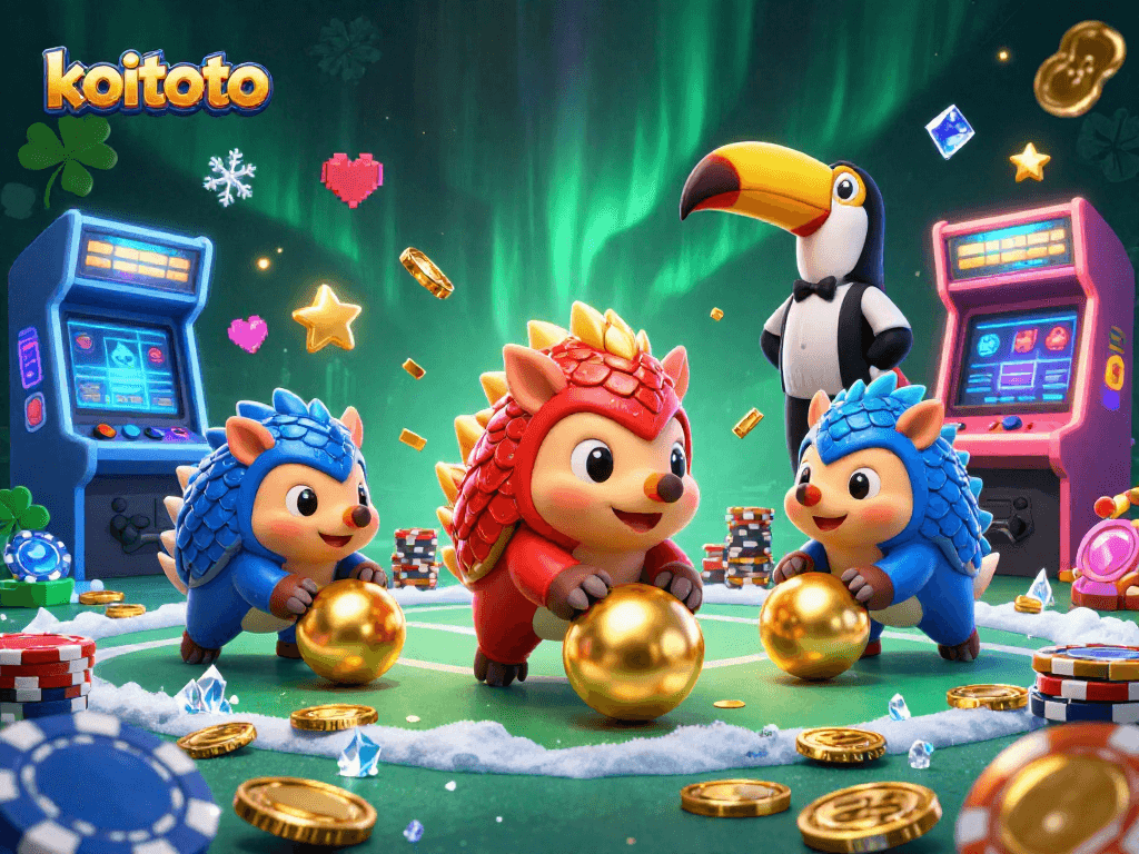 Mainkan slot gacor di koitoto dengan pangolin bersaing di arena kasino penuh warna.
