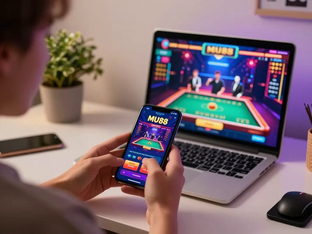 Play MU88 casino games on a mobile phone, enjoying thrilling online betting experience at home