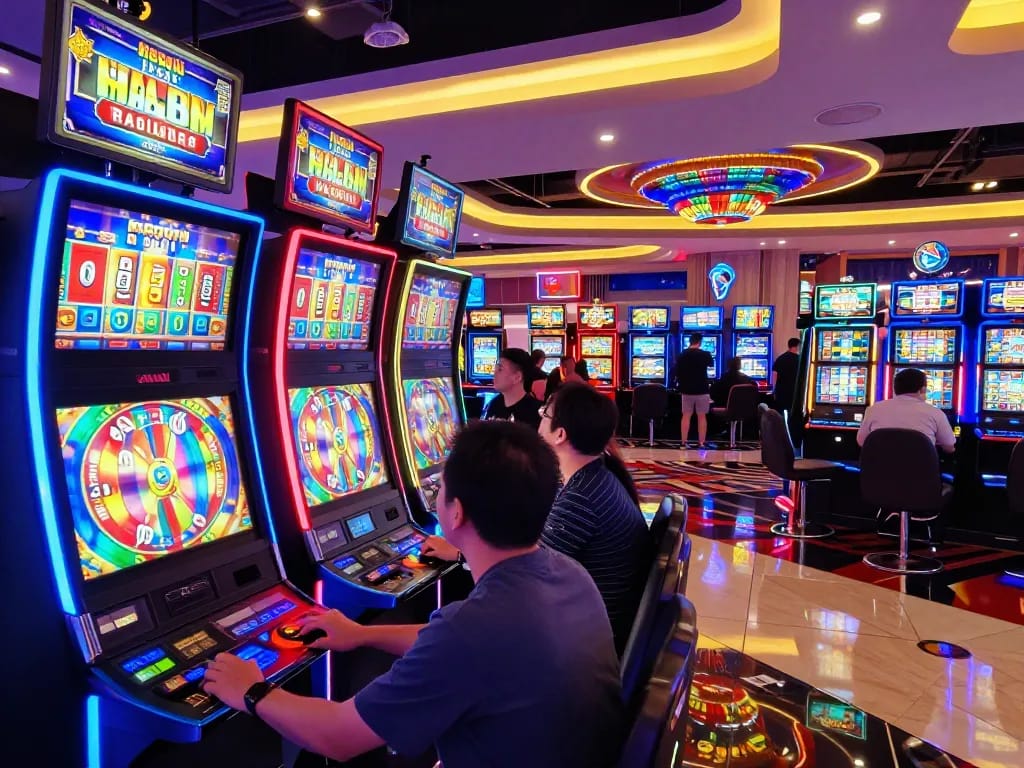 Players enjoying exciting slot games at GG88 casino with vibrant reels and enticing jackpots.
