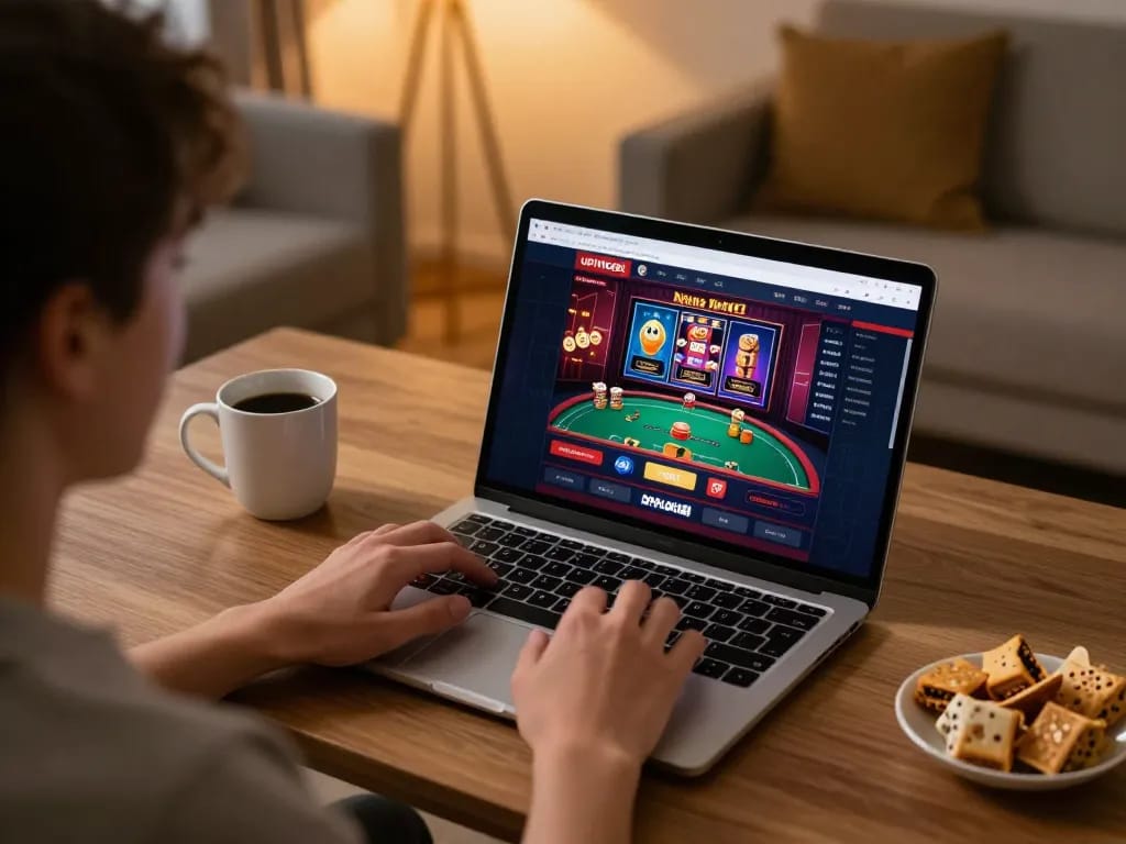 Engaging online gaming experience at upintogel with dynamic casino interface and cozy atmosphere.
