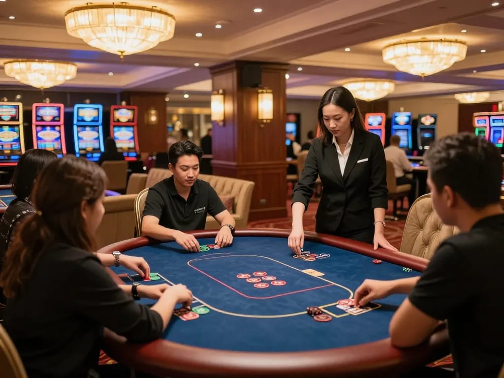 Hello88 brings thrilling poker gameplay to life in a luxurious casino setting.