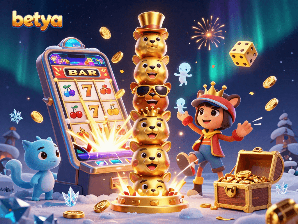 Spin the reels with betya at this vibrant casino-themed illustration showcasing dynamic game elements.