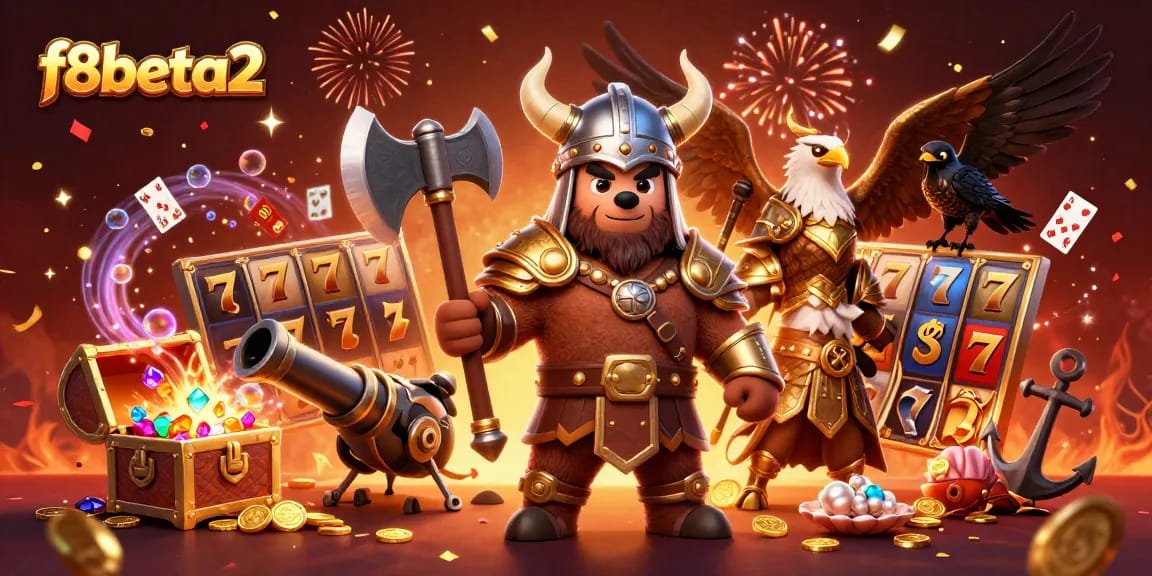 Experience thrilling gameplay with f8beta2 as Viking warriors and magical elements fill the dynamic casino scene.