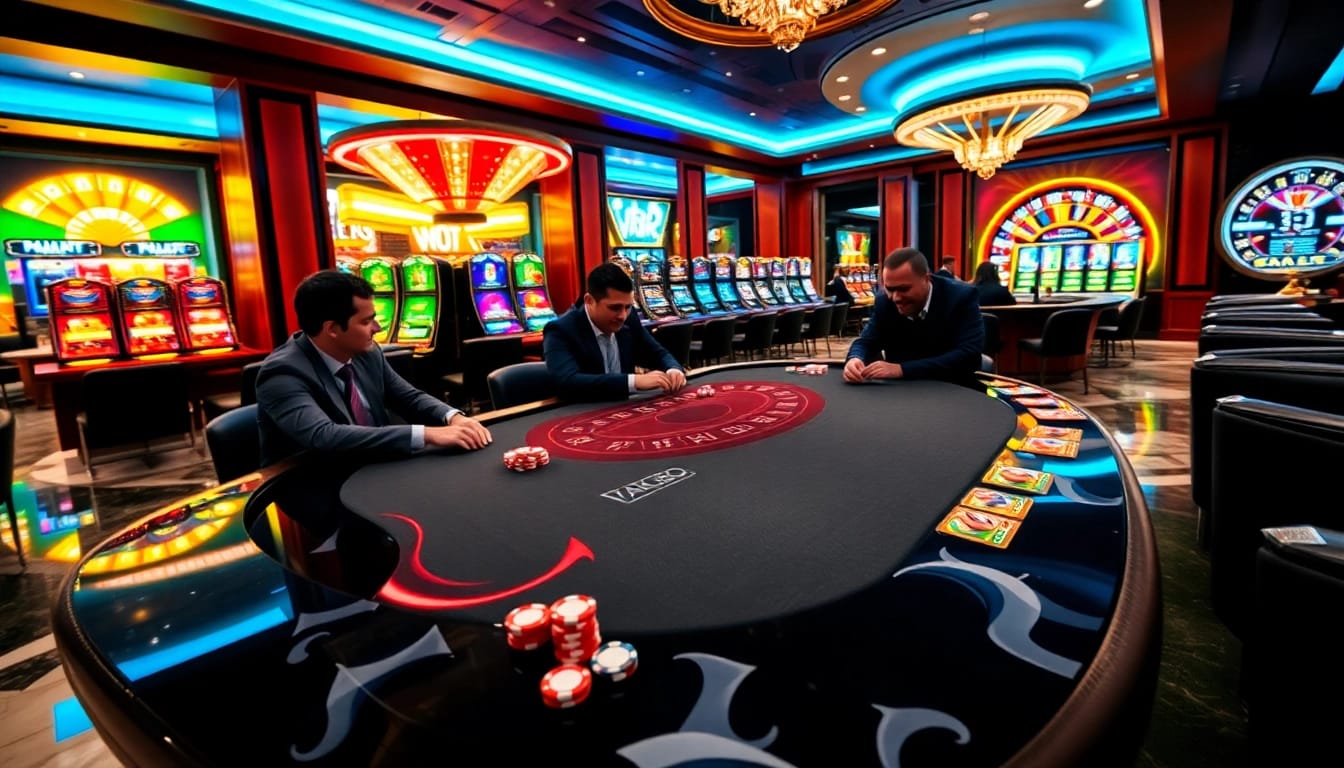 Engage in high-stakes poker at HM88 Casino with vibrant lights and thrilling action.