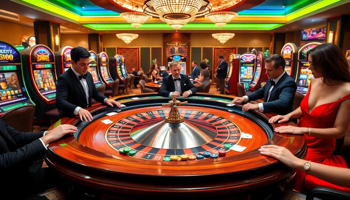 Experience thrilling casino gaming at juragan77 with vibrant roulette and poker action.