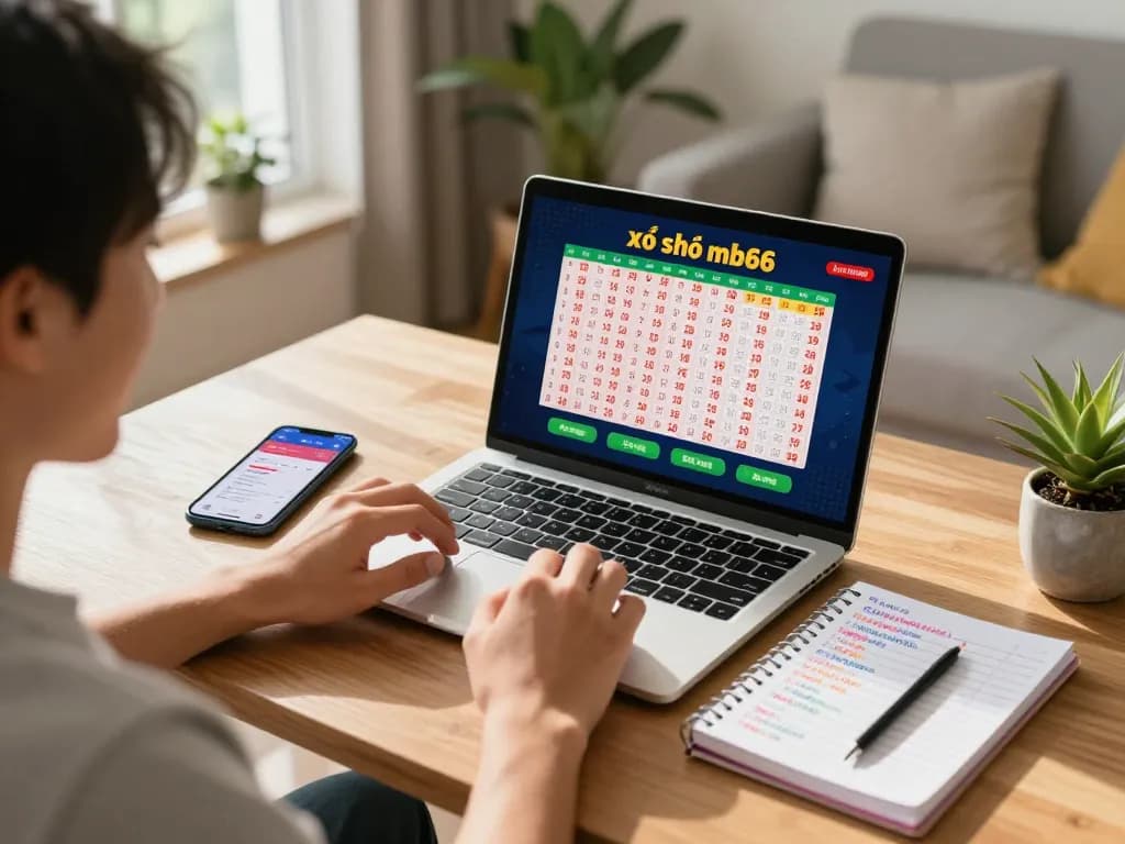xổ số mb66 player analyzing lottery numbers during an engaging online game session.