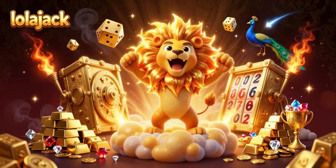 Spin and win big with lolajack's vibrant 3D casino scene filled with treasures and excitement.