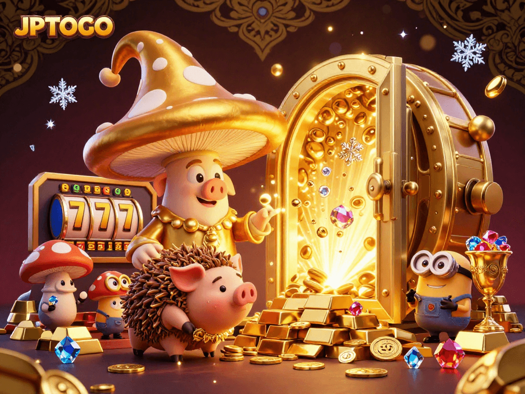Experience thrilling wins with JPTOTO's vibrant casino scene featuring magical elements and jackpot treasures.