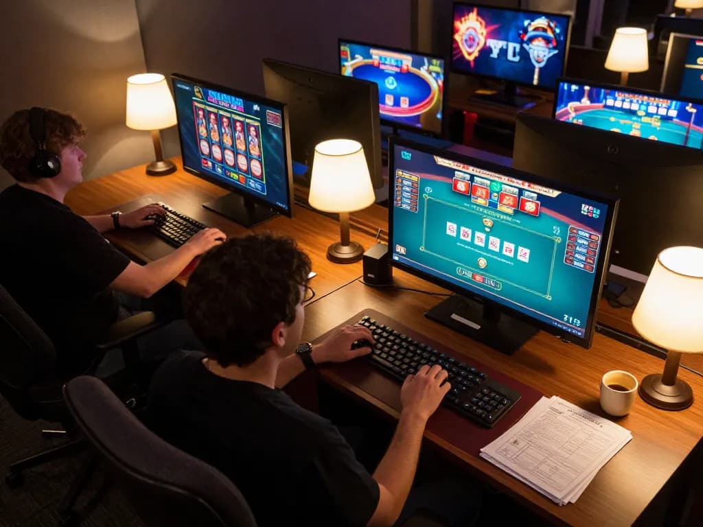 Person engaging in online gaming with mb66 interface, showcasing strategy and comfort.