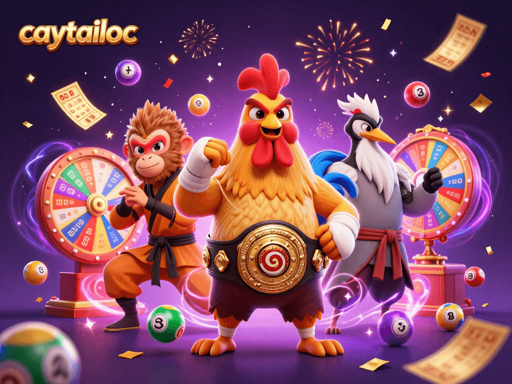Experience the thrilling game of caytailoc as a Muay Thai rooster and Shaolin monkey celebrate wins!