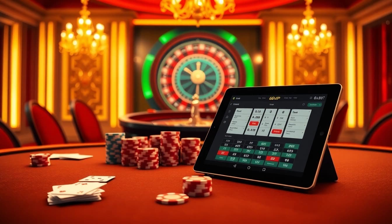 Experience the thrill of casino gaming with 68VIP at a luxurious poker table.
