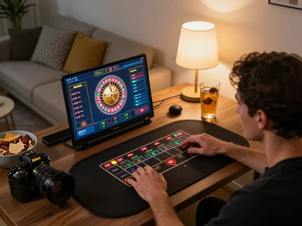 Engaging online roulette gameplay on F8bet platform from a cozy home setup