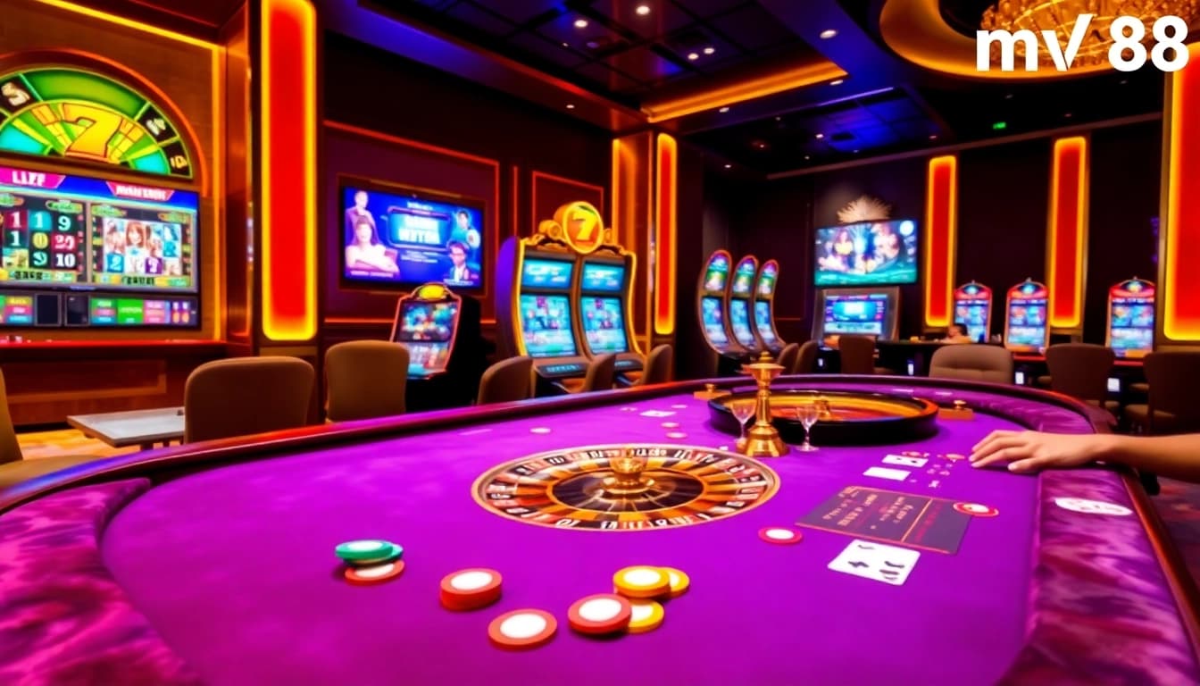Experience thrilling gameplay at MV88's luxurious casino tables with dynamic gaming elements.
