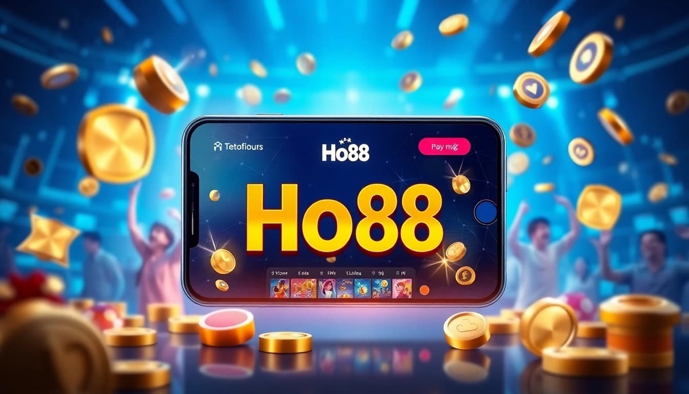 Ho88 online gambling app interface, showcasing vibrant games and currency symbols for seamless betting experience.