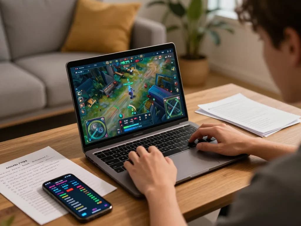 KADAL778 player engaging in strategic gameplay on a laptop in a cozy environment
