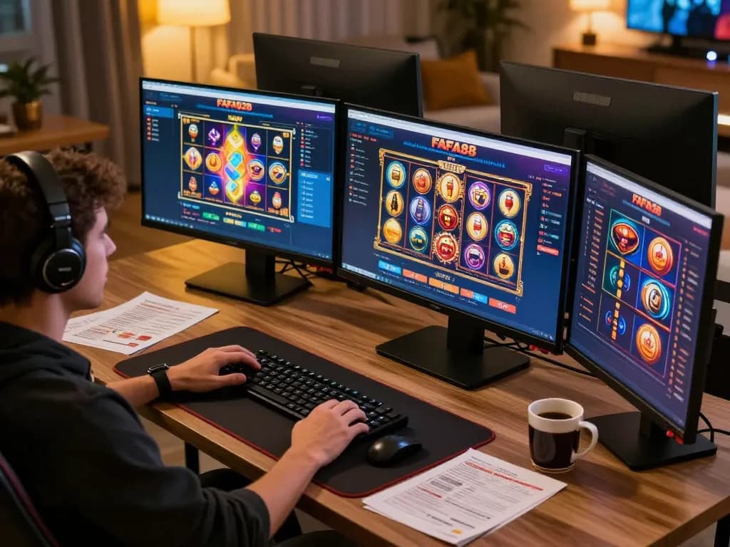 Engaging online gameplay on FAFA828 showcasing slot games with strategic betting notes.
