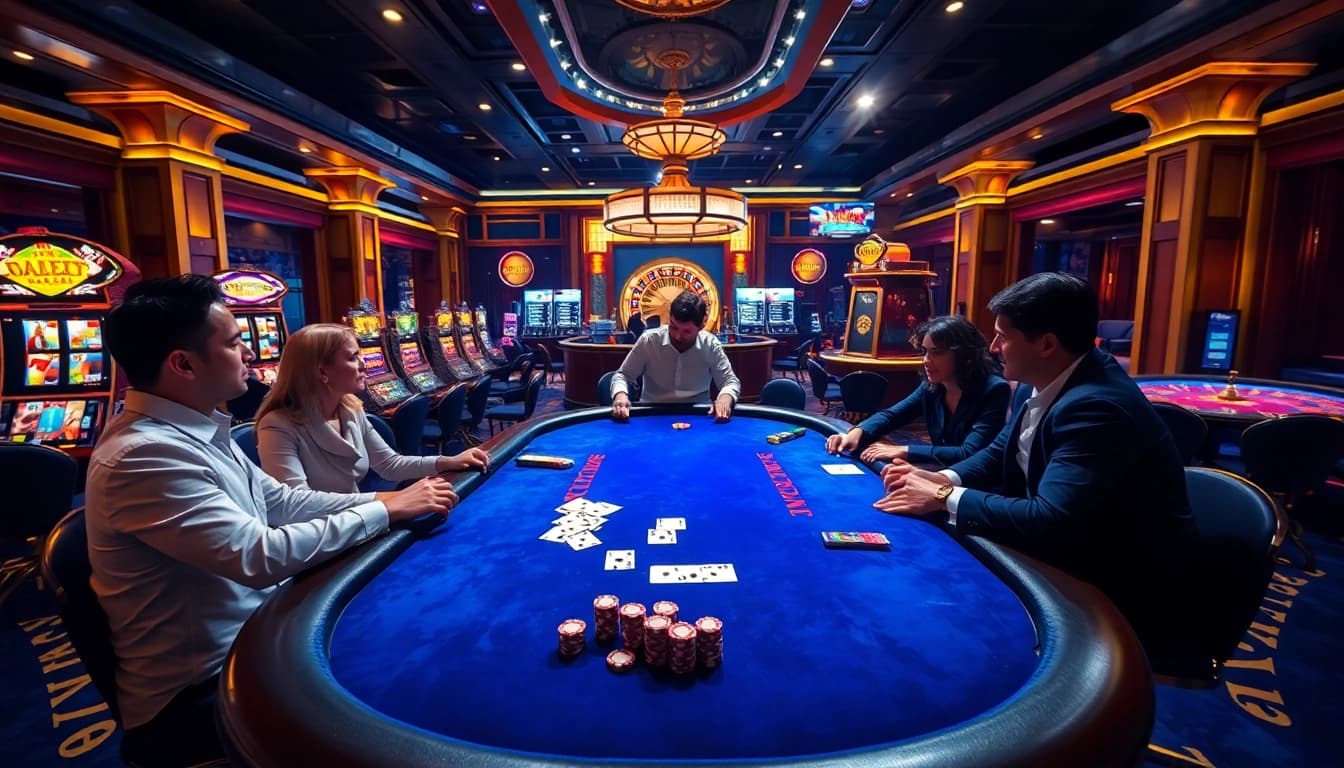 Experience thrilling casino excitement at S8 with blackjack tables and vibrant slot machines.