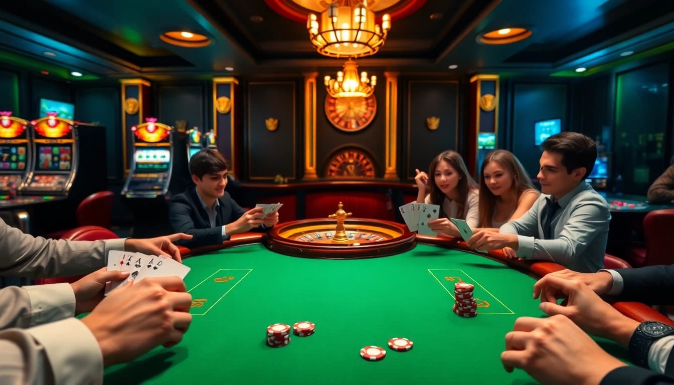 Players celebrating a winning hand at 789Win’s exciting casino table.