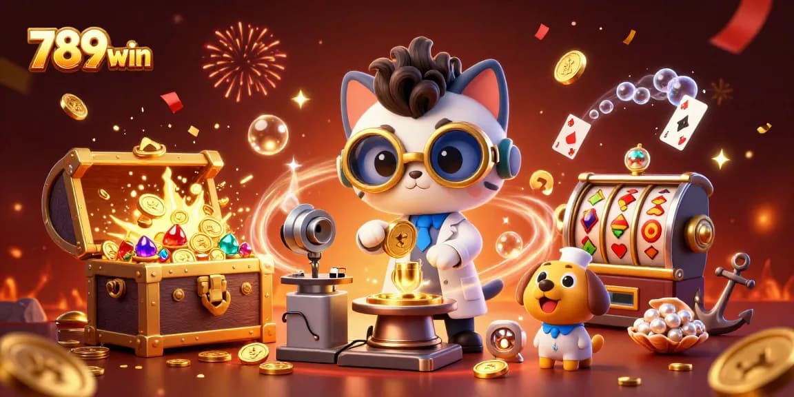 Experience the excitement of 789win as the mad scientist cat creates a jackpot scene in vibrant 3D!