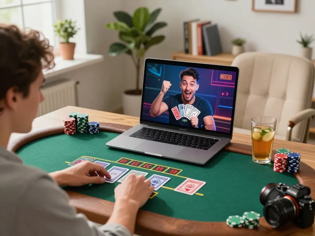 Player enjoying live dealer blackjack at home with uu88, showcasing excitement and strategy in online gaming.