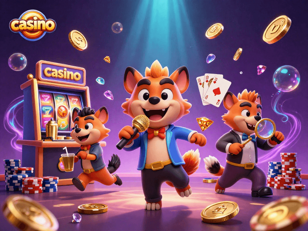 Hyenas amusingly depict a vibrant casino atmosphere, blending entertainment and excitement.