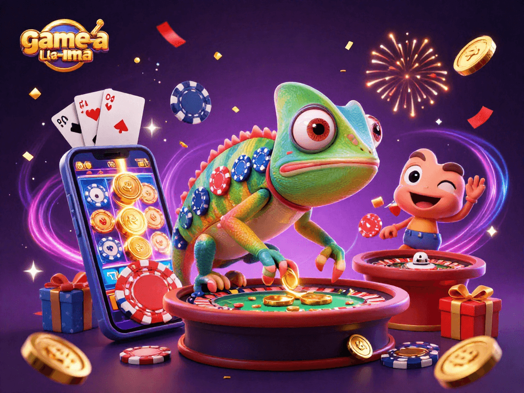 Experience the excitement of winning at game-la-ma with a vibrant casino scene bursting with life