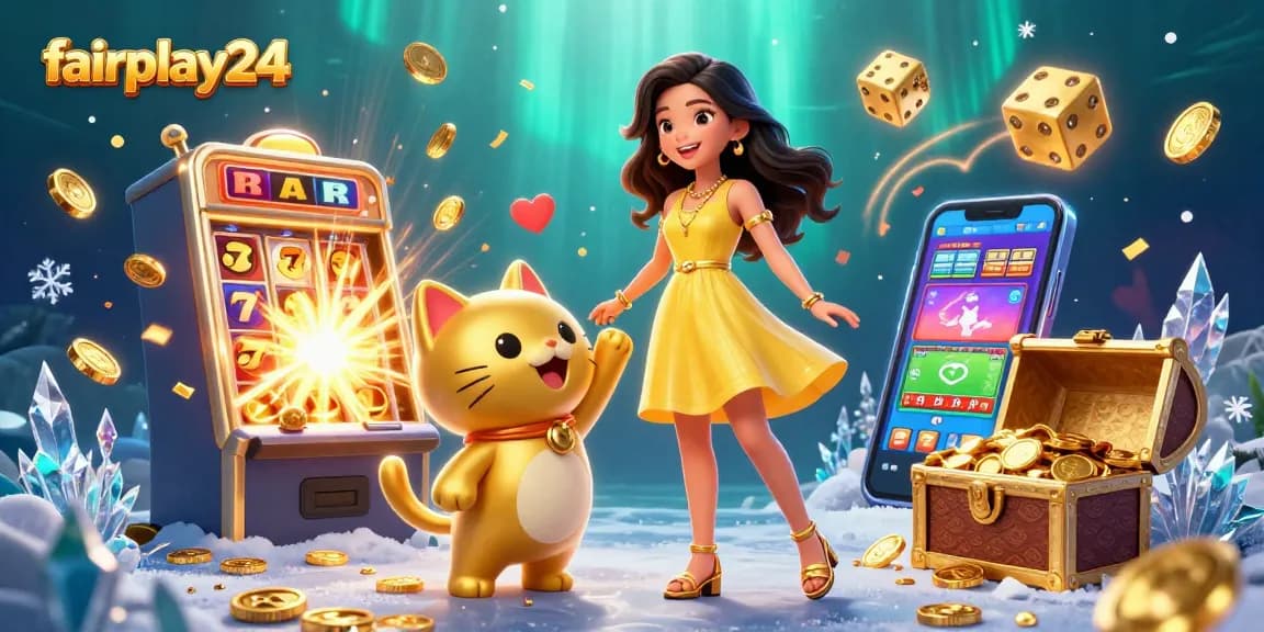 Experience seamless betting with fairplay24 through a lively scene featuring interactive gaming elements and characters.