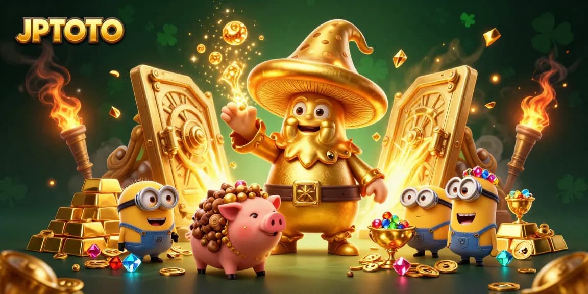 JPTOTO launches new kitchen set kitchen accessory amidst golden treasure and magical wonders in a vibrant casino scene.