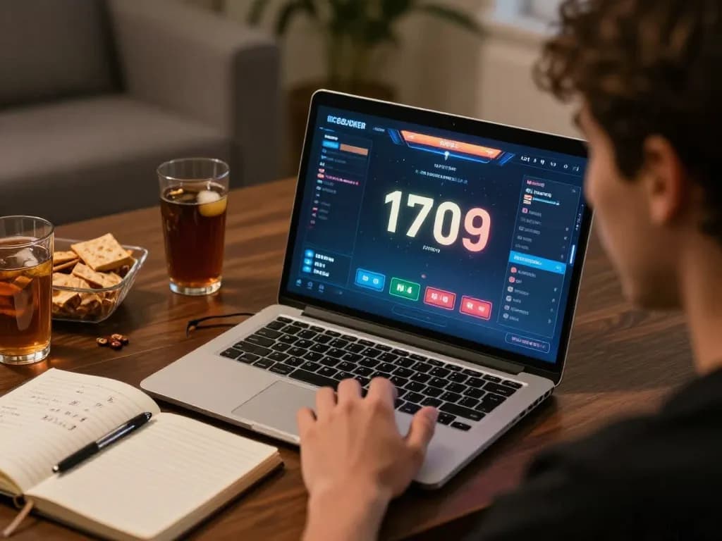 Player engaged in online gaming with IDC88JOKER on their laptop, showcasing excitement in a cozy home setting.