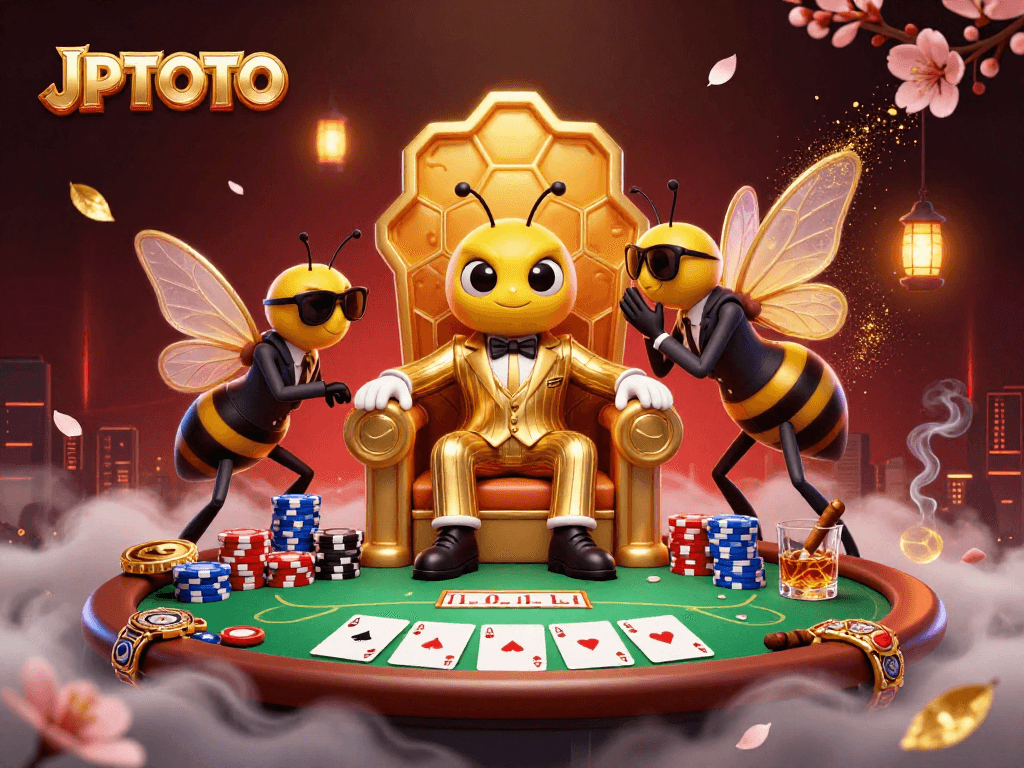 Win big at JPTOTO with this captivating 3D illustration of a dynamic gambling scene.