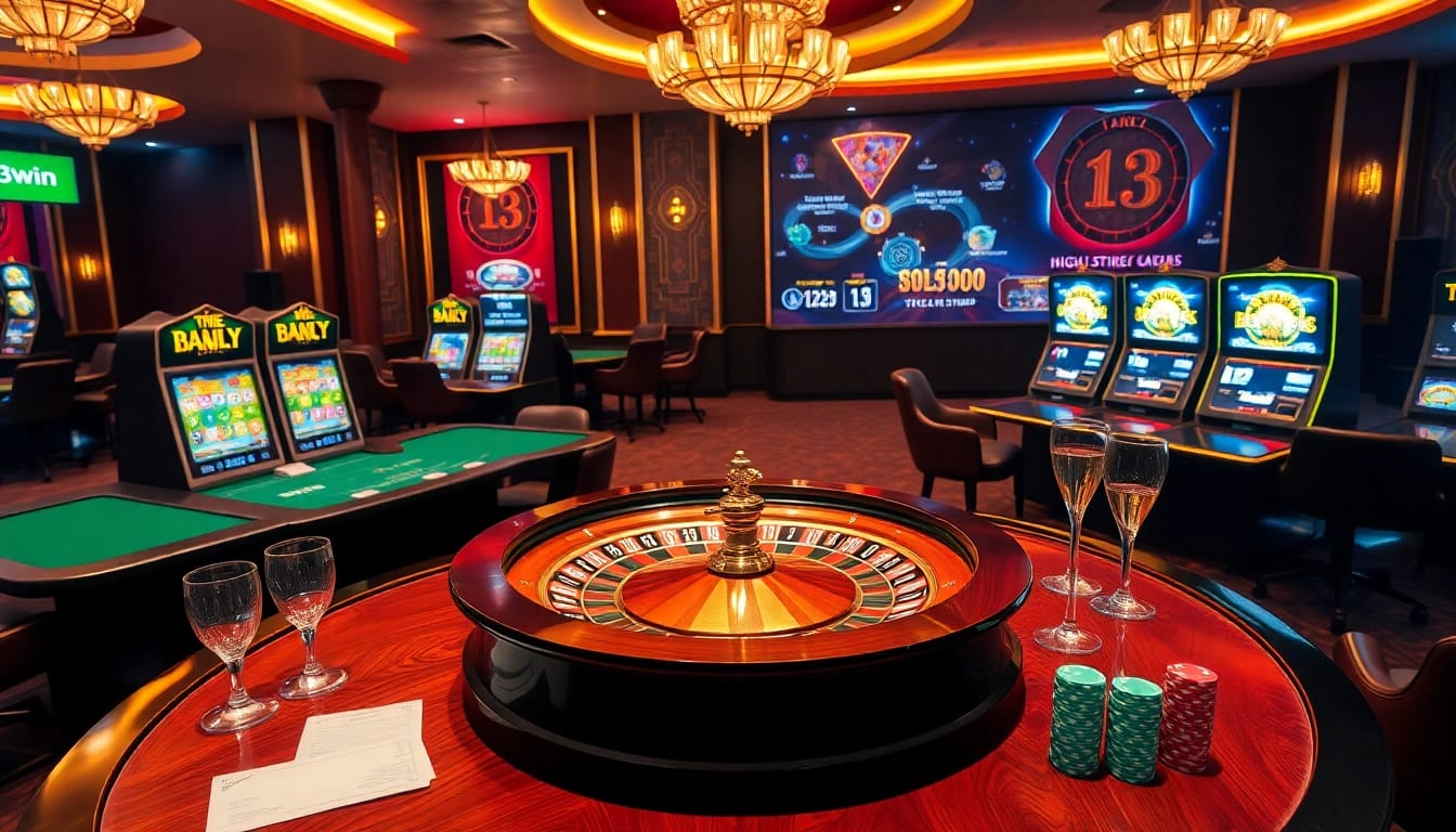 Experience thrilling gameplay at 13win with vibrant casino tables and excitement in the air.