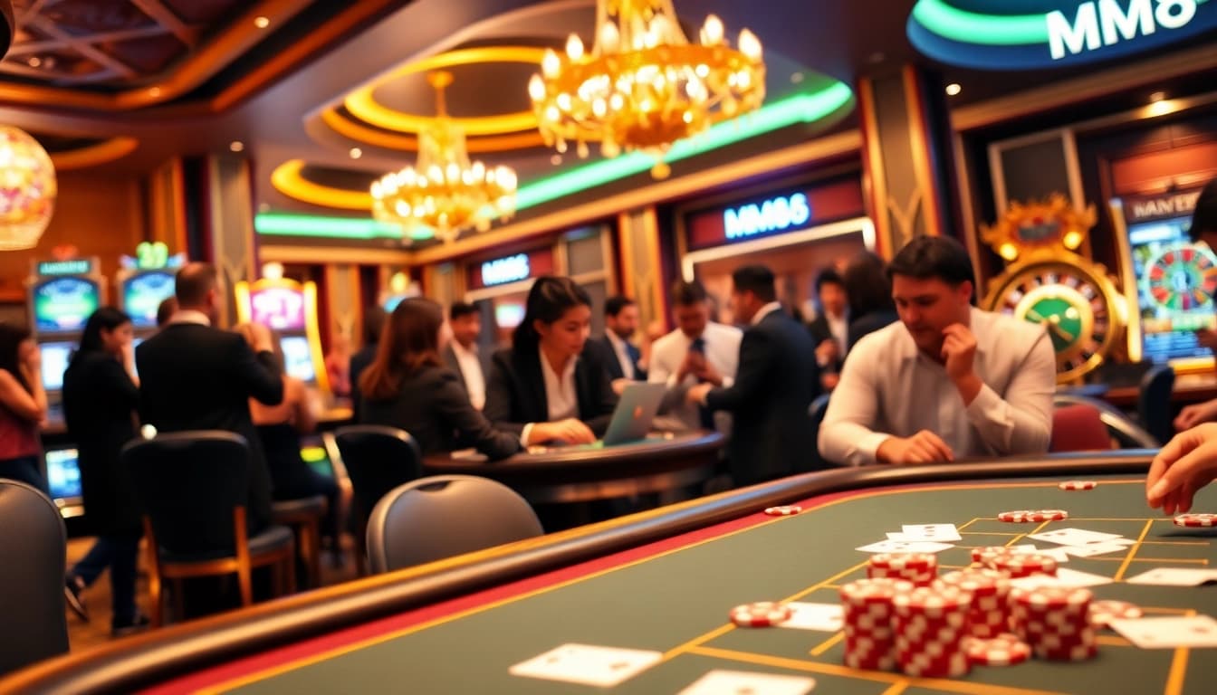 Players enjoying an exhilarating game at MM88 casino, showcasing thrilling poker action.