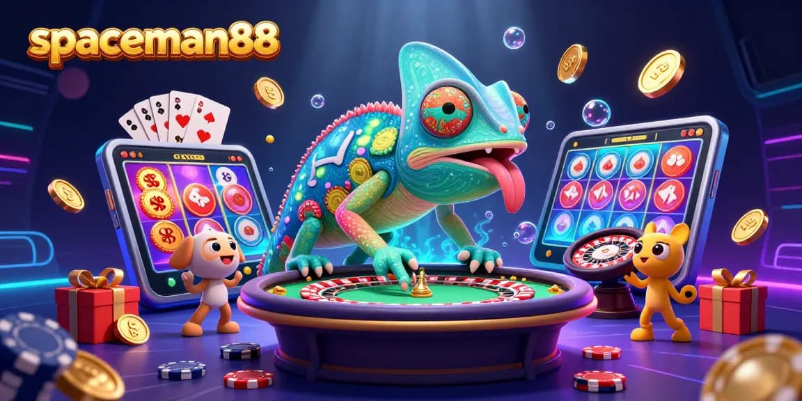 Experience thrilling gameplay at spaceman88 with vibrant slots and casino elements showcased in a dynamic scene.