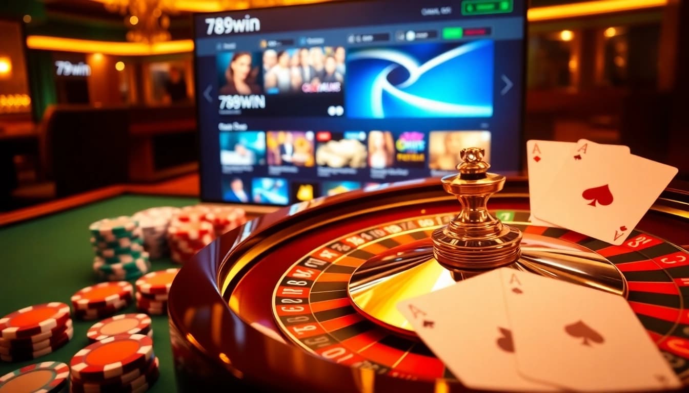 Experience the high stakes at 789win with an elegant casino scene showcasing luxury.