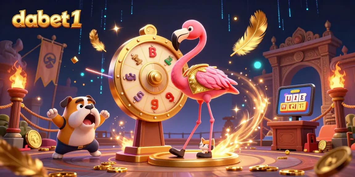 Spin the golden prize wheel with dabet1 for exciting casino wins in this vibrant illustration.