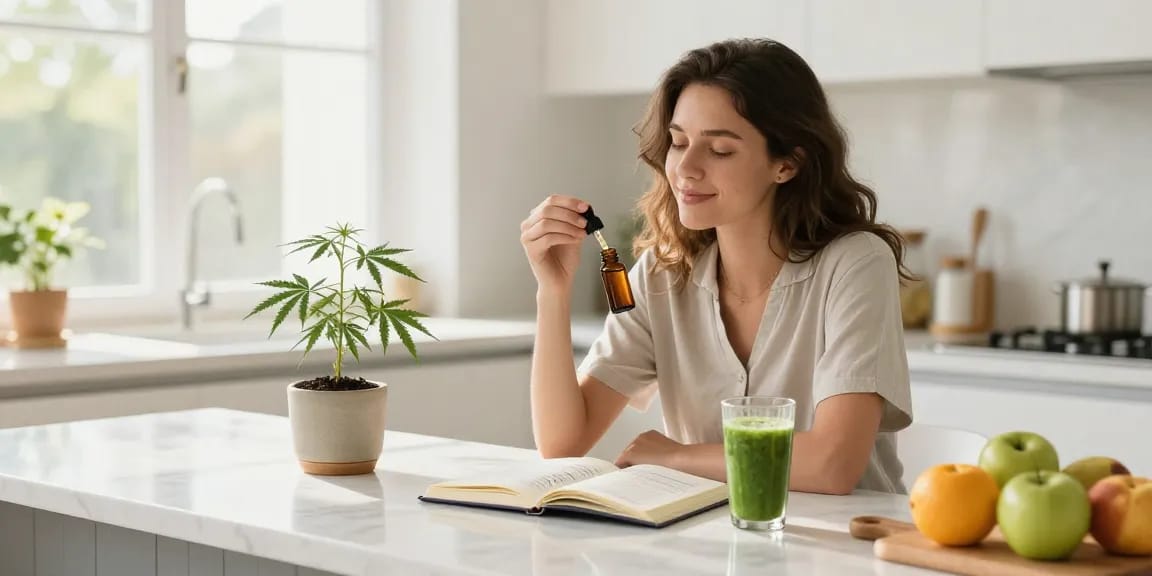 Is vaping legal in Cyprus? Explore CBD oil, hemp extract in a serene kitchen setting promoting natural wellness