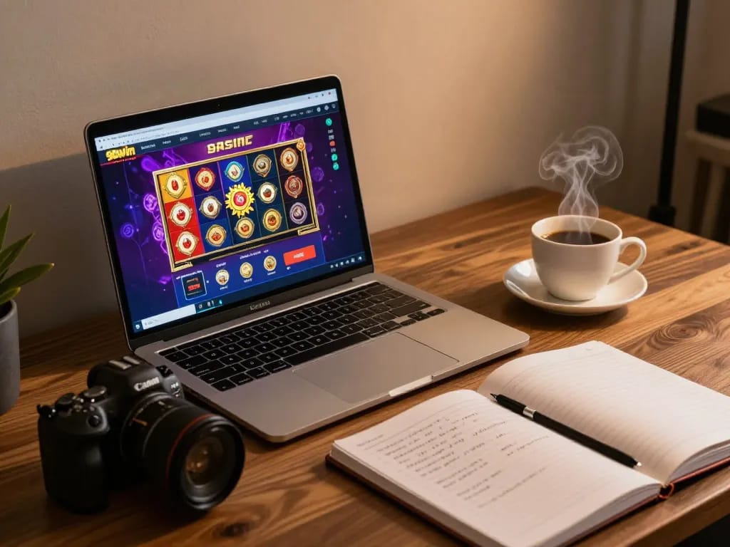 Engaging gameplay on 98win's online casino interface at a sophisticated home setup.