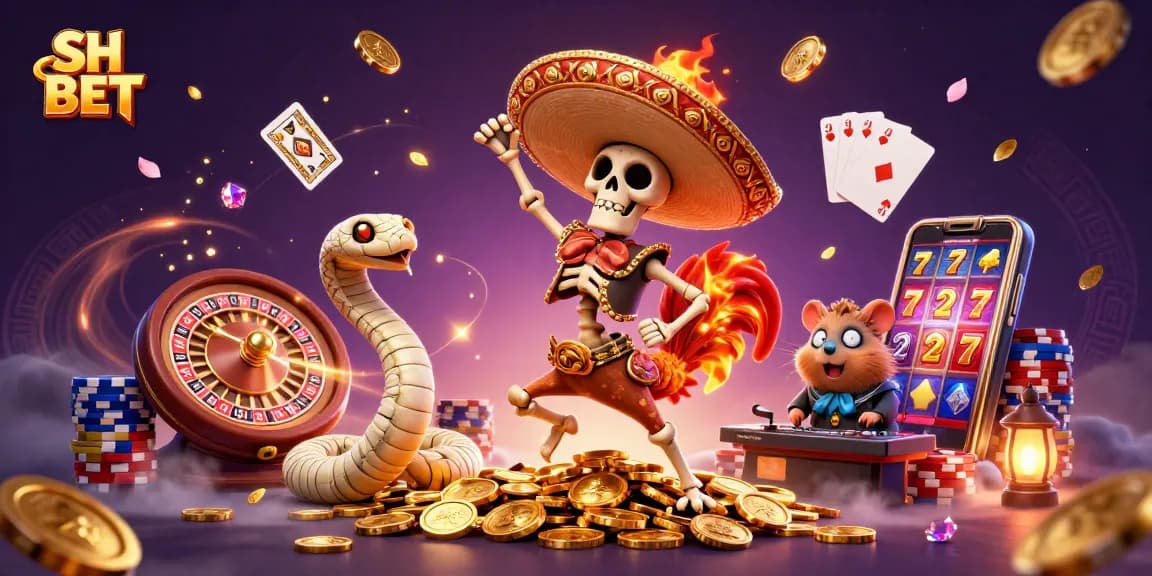 Experience the thrill with SH BET gambling scene featuring vibrant characters and casino games.