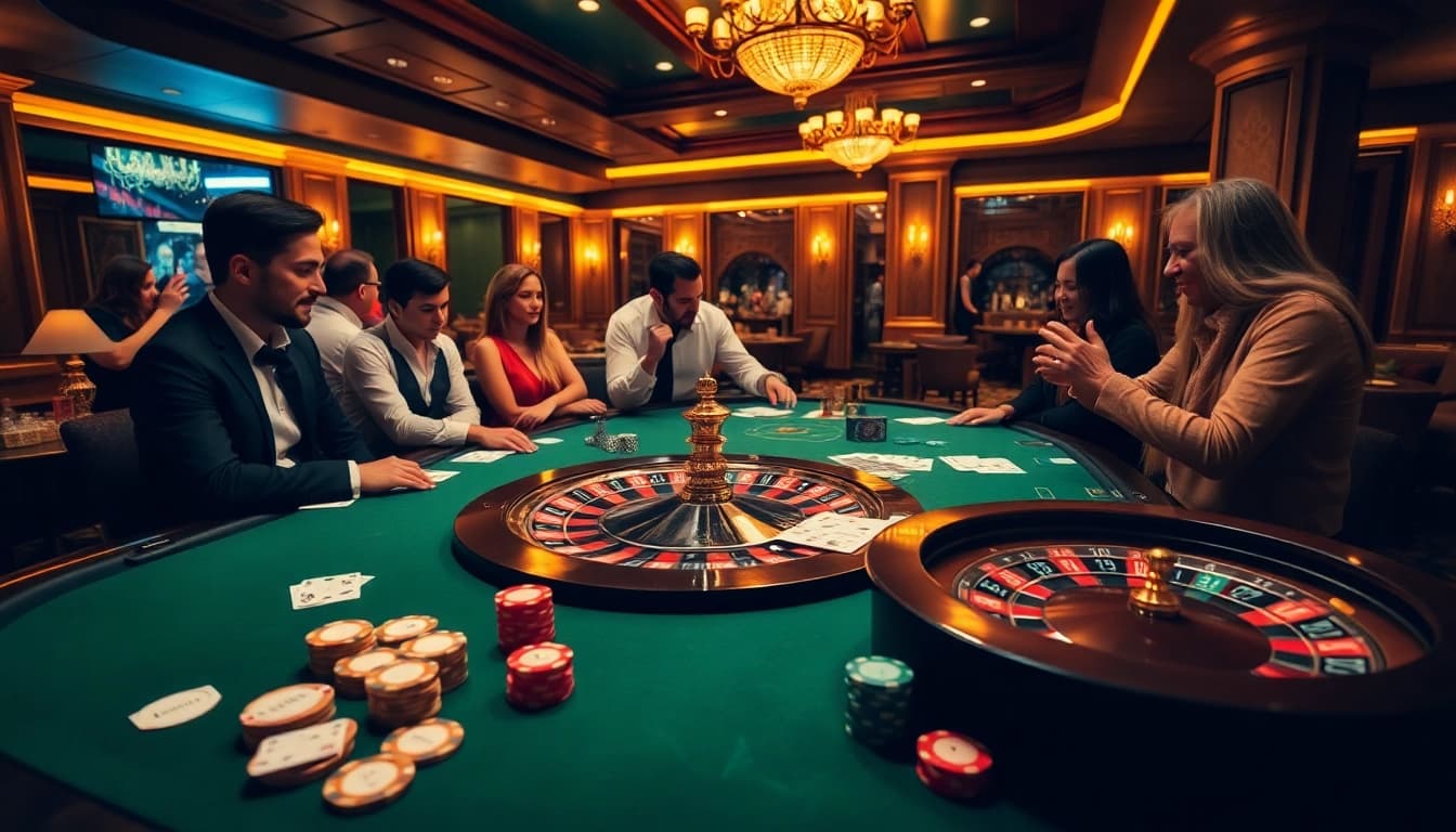Experience the thrills of 68VIP casino with luxurious gaming tables and vibrant players.