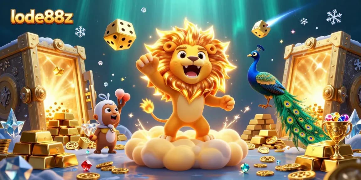 lode88z offers thrilling casino adventures with a roaring sun lion and dazzling treasures.