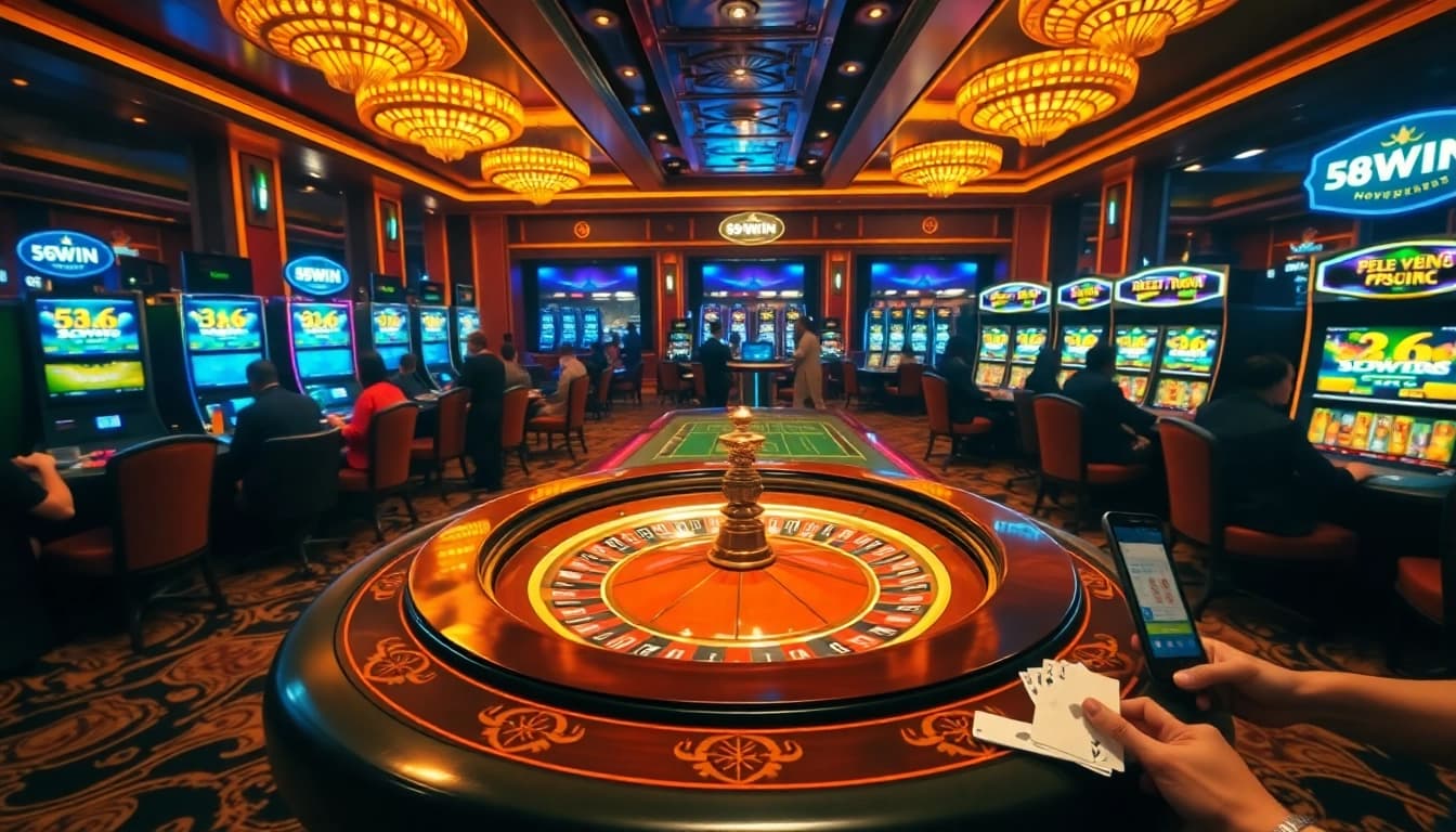 Immerse in the thrilling atmosphere of 58WIN's luxurious casino gaming experience.