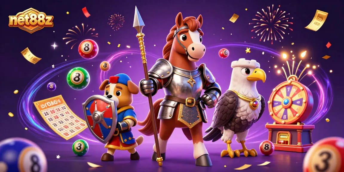 Engage in exciting lottery action with net88z, featuring characters and vibrant game elements.
