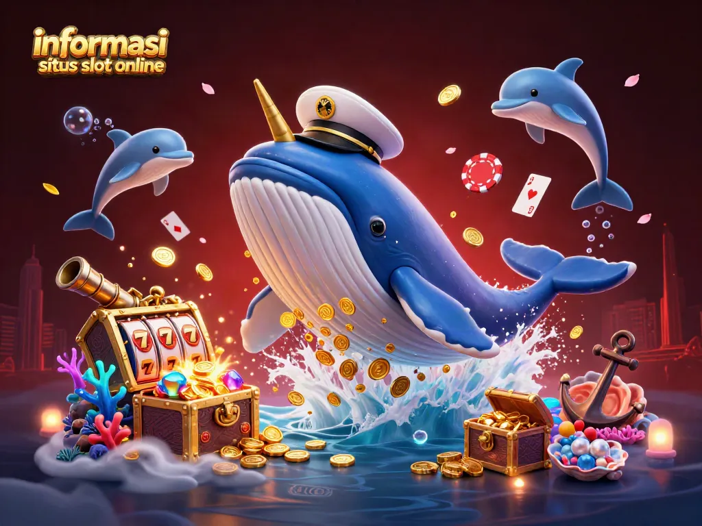 Informasi situs slot online yang menarik dengan karakter lumba-lumba dan harta karun bawah laut.